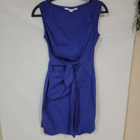 Diane Von Furstenberg Dress Womens 2 Gabe Cap Sleeve Tie Poplin Sheath Career - Picture 16 of 16